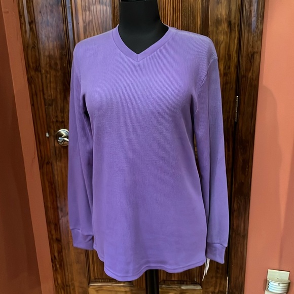 NWT Purple Long Sleeve V Neck Thermal Tunic - Picture 1 of 6